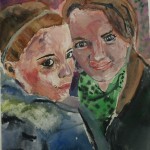 Zwei Mädchen gemalt mit Aquarell