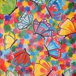 Schmetterlinge, farbing, tüpfchen um die Schmetterlinge herum